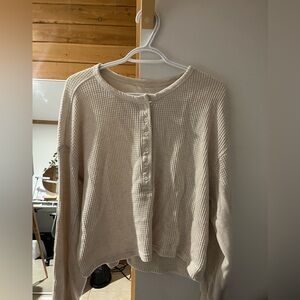 Aerie Cream Waffle Knit Top